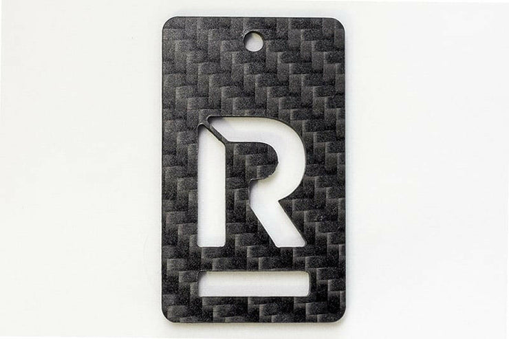 Roads Untraveled "R" Logo Carbon Fiber Keychain