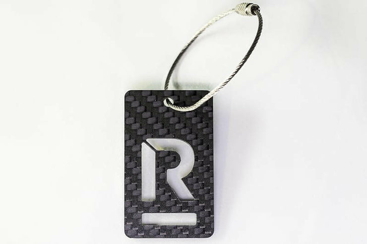 Roads Untraveled "R" Logo Carbon Fiber Keychain